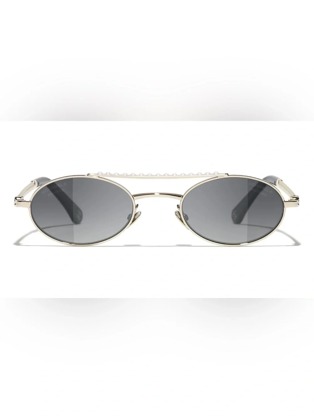 CHANEL Silver Frame Sunglasses with Dark Gray Lenses